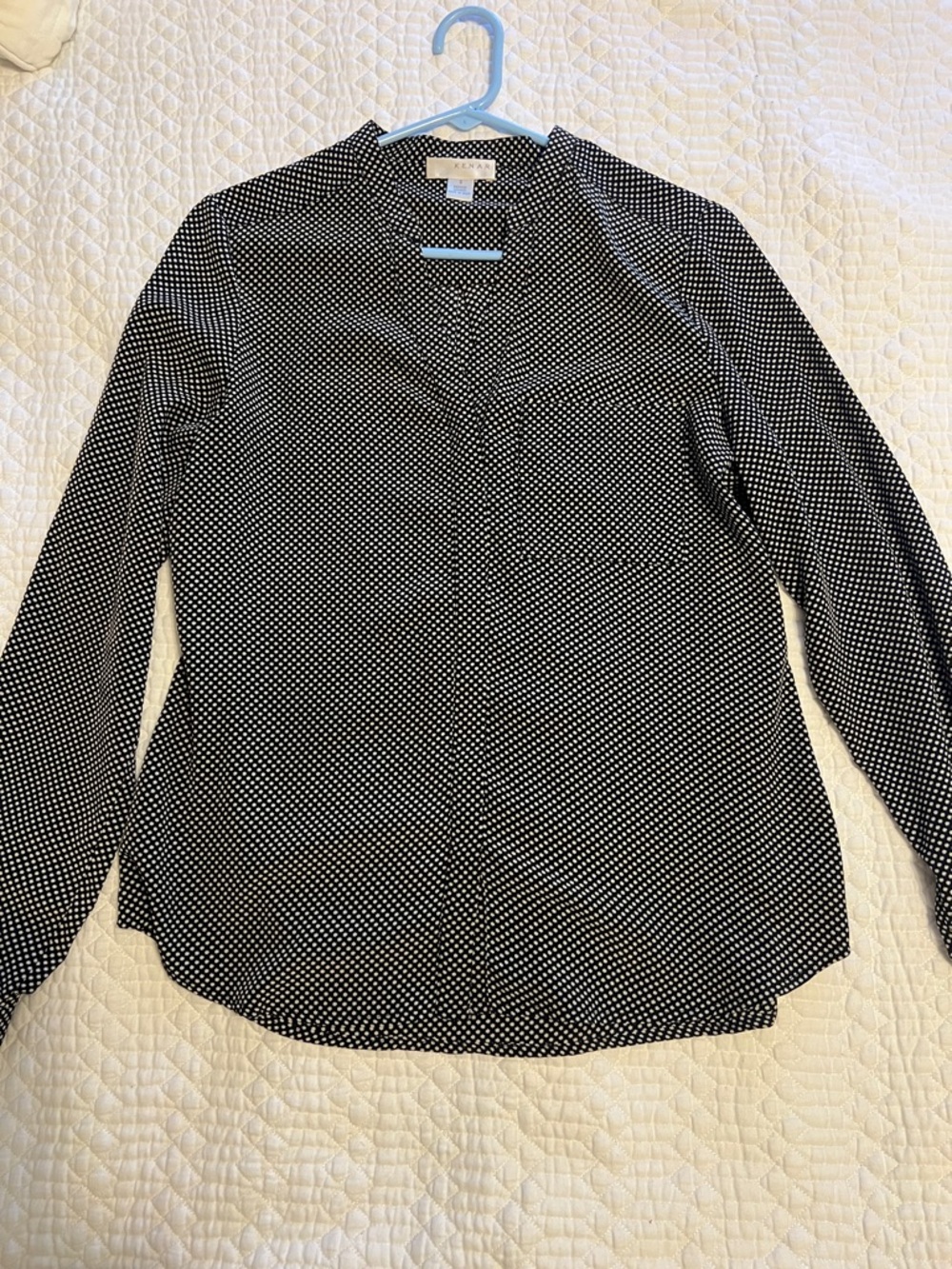 Kenar Black Blouse with White Star-Dot Print